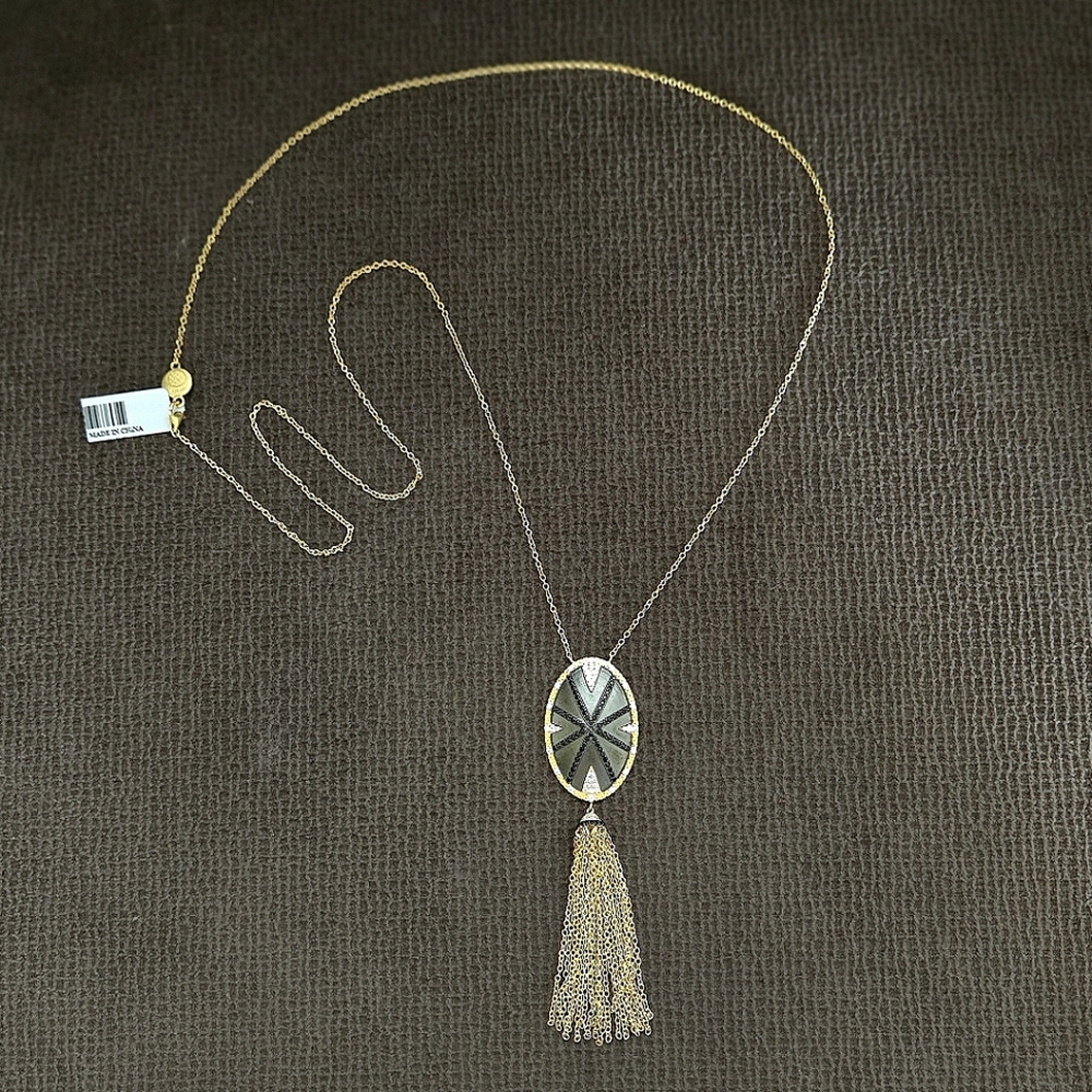 Freida Rothman Long Starburst🎇 Necklace with Gold💛 Chain⛓️ Tassel - NWT - Picture 14 of 16